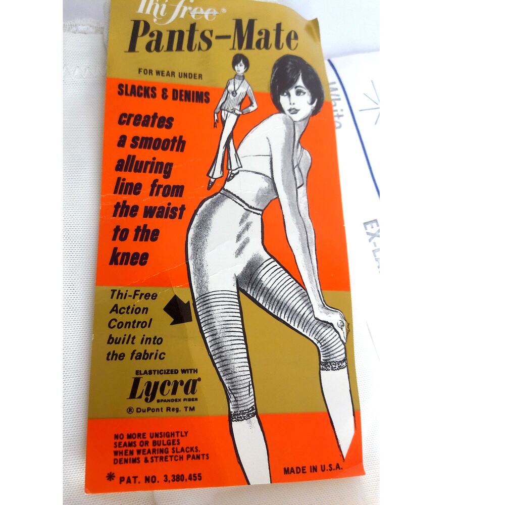Vintage Mi-Free Pants-Mate Long Leg Girdle Shapewear Lycra XL White Deadstock